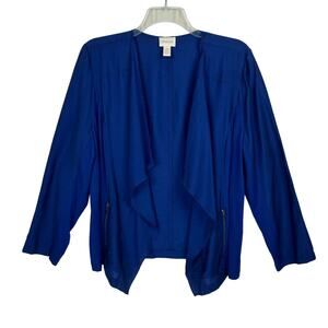 CHICO'S | Blue Open-Front Waterfall Two Textured Cardigan | Women's 3 (XL)